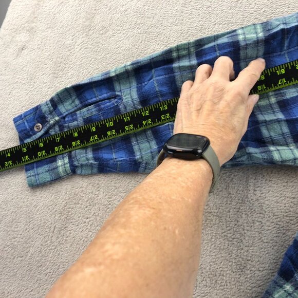 McGregor Bagpiper Mens Shirt Large Flannel Long Sleeve Plaid Classic Blue Y2K - Picture 7 of 12